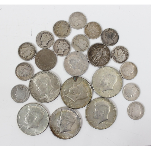 1244 - Qty of assorted US silver coins, approx 118.19g gross, various silver contents, and an American 1895... 