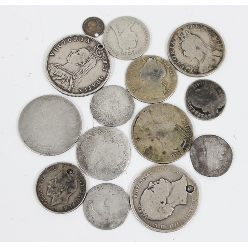 1267 - Qty of assorted British silver coins 17th, 18th, 19th and 20th century to inc 2 Gothic florins etc, ... 