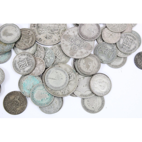 1269 - Qty of assorted British half silver coins, 1920-46, 3d to half crown, approx 422.87g gross