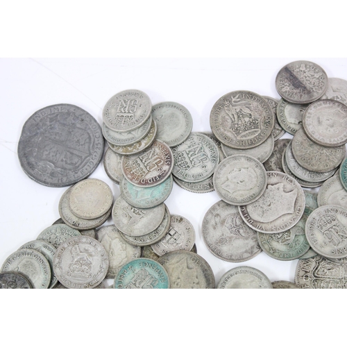 1269 - Qty of assorted British half silver coins, 1920-46, 3d to half crown, approx 422.87g gross