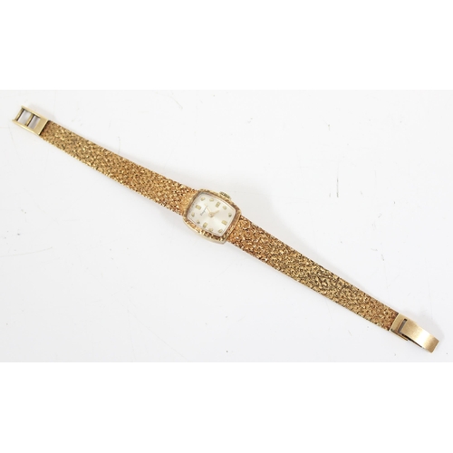 1345 - A 14ct gold cased ladies watch by Dugena, both strap and case marked 585 and XRF confirmed as 14ct g... 