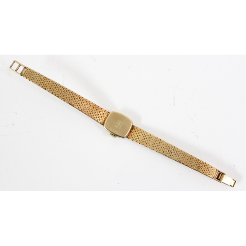 1345 - A 14ct gold cased ladies watch by Dugena, both strap and case marked 585 and XRF confirmed as 14ct g... 