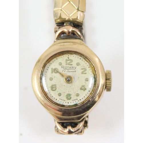 1346 - 9ct gold cased ladies Rotary watch on expanding gold plated strap, in box