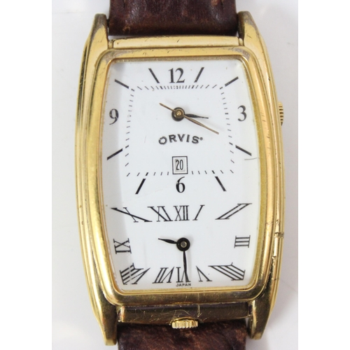 1349 - Orvis dualtime watch in gold plated case and original box