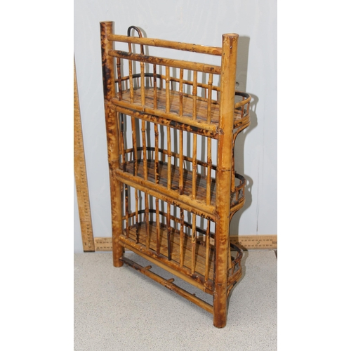 146A - A small vintage/ antique bamboo 3 tier wall shelf