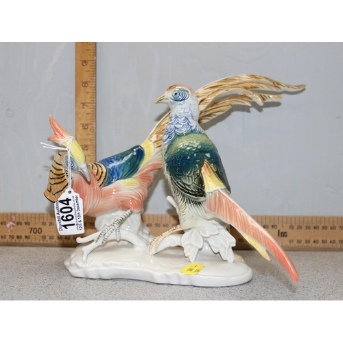 1604 - Karl Ens porcelain model of a pair of golden pheasants