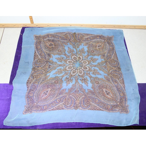 229W - Vintage Liberty silk scarf (blue/gold)