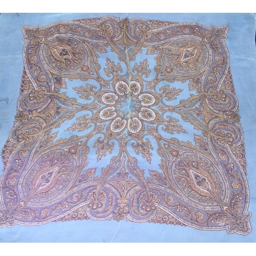 229W - Vintage Liberty silk scarf (blue/gold)