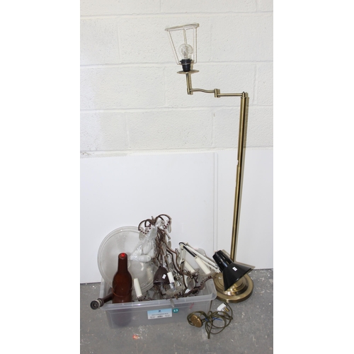 238 - Qty of vintage lamps to include Anglepoise style & brass floor lamp etc