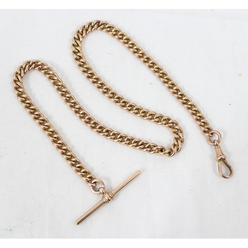 1100A - An impressive long 9ct gold Albert Chain, approx 40cm long, T-bar marked for Birmingham by W.H. Wilm... 