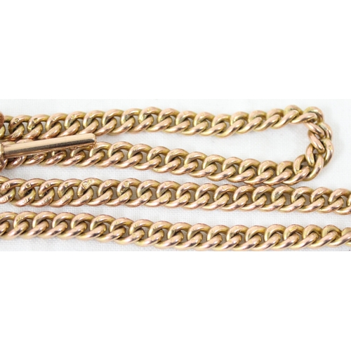 1100A - An impressive long 9ct gold Albert Chain, approx 40cm long, T-bar marked for Birmingham by W.H. Wilm... 