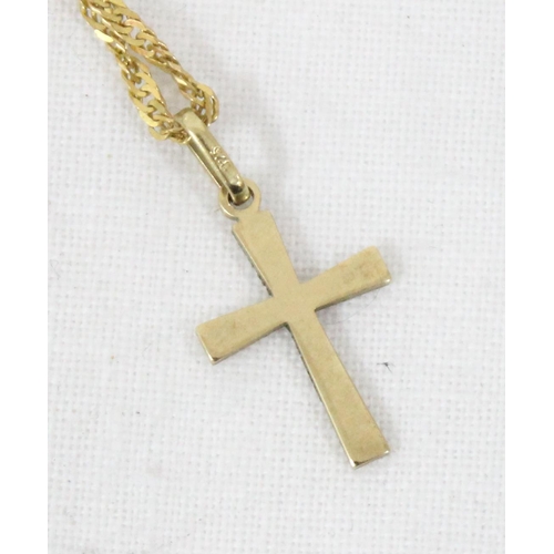 1199X - A 9ct gold crucifix pendant on an Italian 9ct gold chain, approx 46cm long, approx 2.42g gross