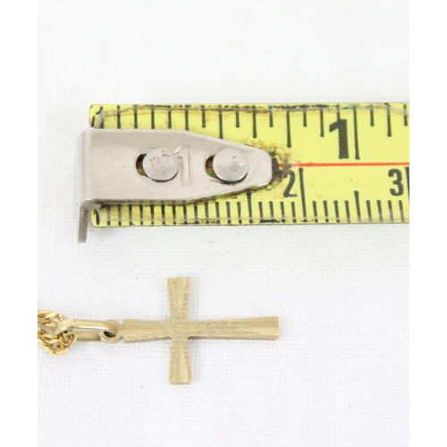 1199X - A 9ct gold crucifix pendant on an Italian 9ct gold chain, approx 46cm long, approx 2.42g gross