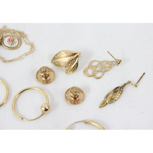 1182 - Qty of assorted 9ct gold jewellery, all marked or XRF tested, approx 4.51g gross