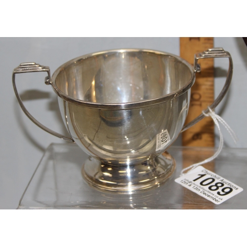 1089 - Silver 3 piece tea set, Birmingham 1938 by Ernest W Hayward, approx 615.46g gross