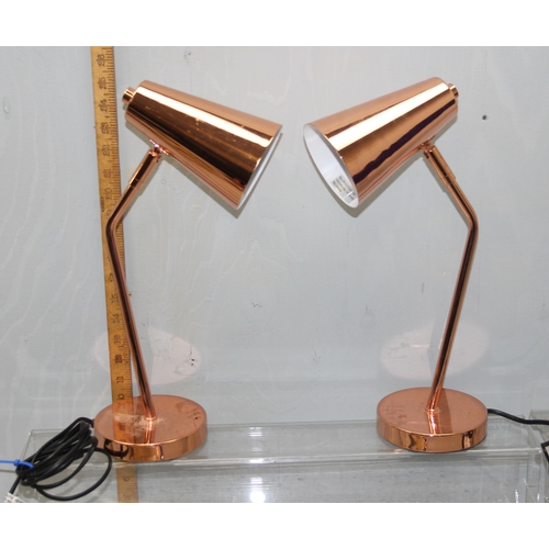 261 - A pair of retro style copper effect desk lamps