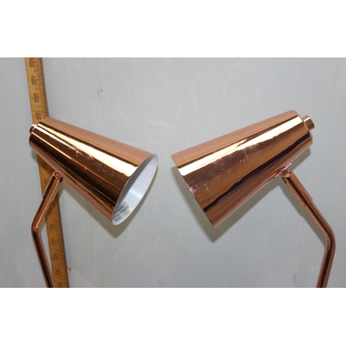 261 - A pair of retro style copper effect desk lamps