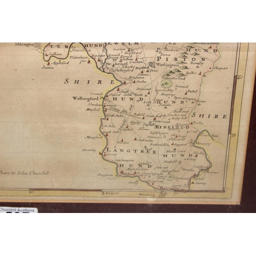 527 - Antique Robert Morden map of Oxfordshire with hand colouring