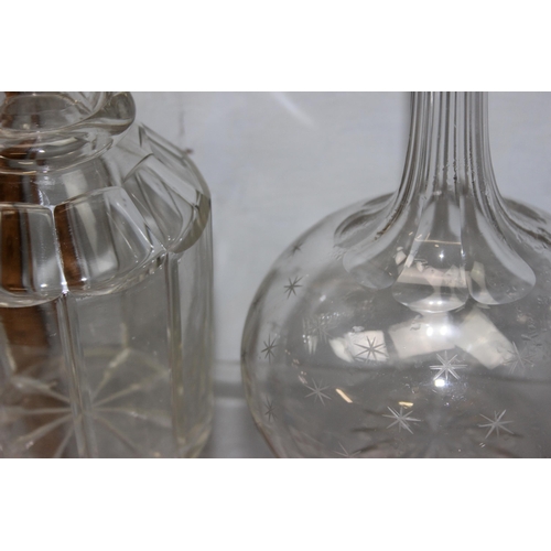 1897 - 4 antique glass decanters, one with matching serving tray