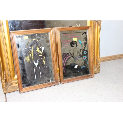 484 - Pair of Art Deco style advertising mirrors & a gilt framed hall mirror (3)