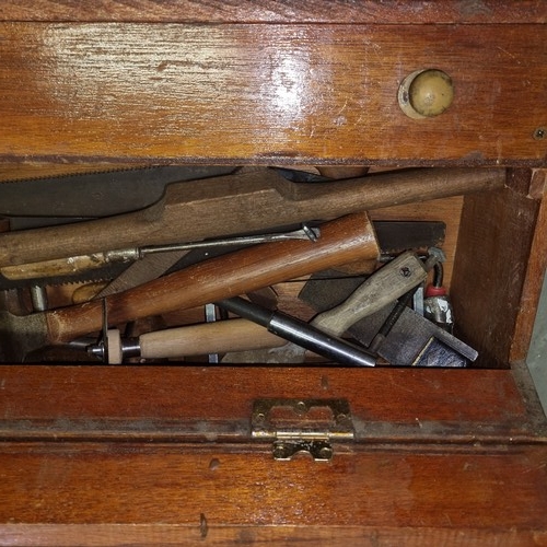 873 - Vintage carpenters case with contents to include Spear & Jackson