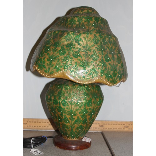 248 - An unusual vintage Kashmiri style animal hide table lamp in the manner of Liberty & Co