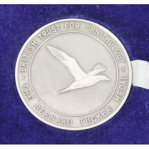 1011 - A boxed silver medallion, British Trust for Ornithology, The Bernard Tucker Medal, in box, Birmingha... 