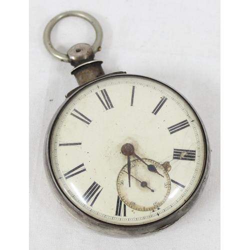 1301 - An antique silver cased fusee pocket watch, marks for London 1865