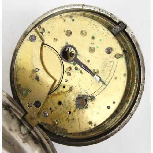 1301 - An antique silver cased fusee pocket watch, marks for London 1865