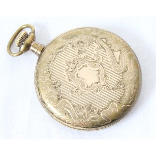 1302 - An early 20th century Elgin gold plated cased pocket watch with engraved decoration