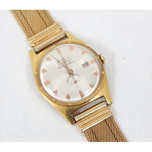 1307 - A mid-century Russian (USSR) made Zheut 21 Medals Calendar watch in gold plated case with gold plate... 