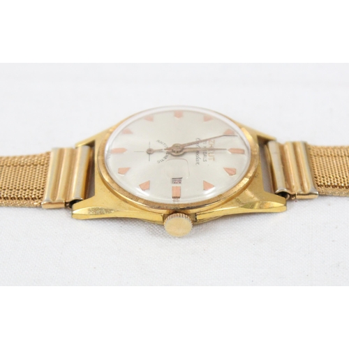 1307 - A mid-century Russian (USSR) made Zheut 21 Medals Calendar watch in gold plated case with gold plate... 