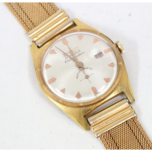 1307 - A mid-century Russian (USSR) made Zheut 21 Medals Calendar watch in gold plated case with gold plate... 