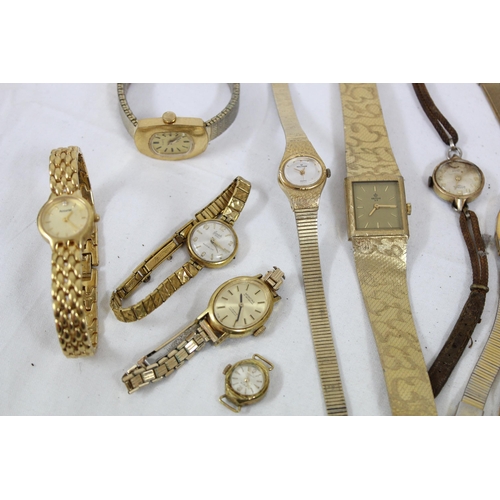 1315 - Qty of assorted vintage and later gold plated ladies watches, 17 in total to inc Montine, Services, ... 