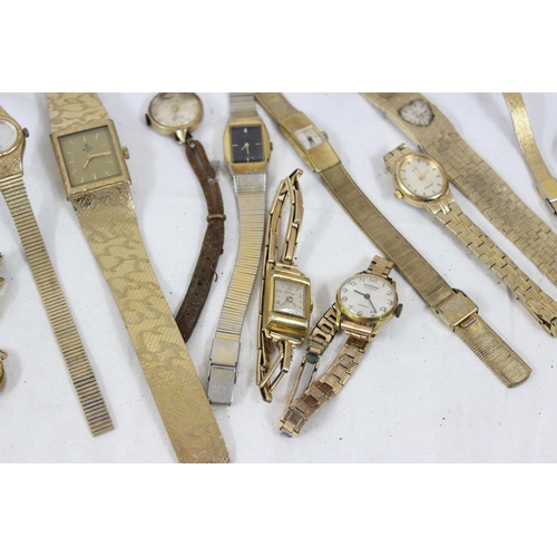 1315 - Qty of assorted vintage and later gold plated ladies watches, 17 in total to inc Montine, Services, ... 