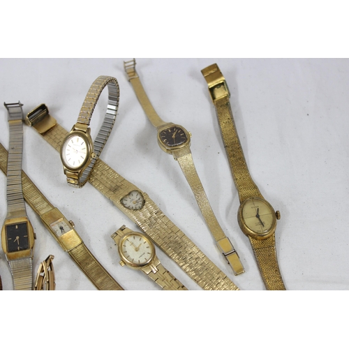 1315 - Qty of assorted vintage and later gold plated ladies watches, 17 in total to inc Montine, Services, ... 