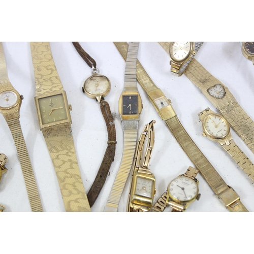 1315 - Qty of assorted vintage and later gold plated ladies watches, 17 in total to inc Montine, Services, ... 