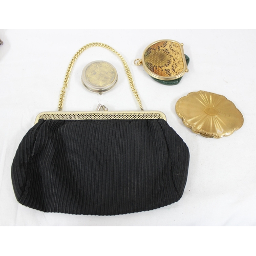 200 - An Art Deco period French made metal beadwork evening bag, KIGU compact and other similar items