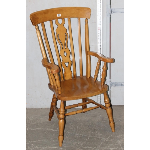 138 - 20th century beech slat back Windsor armchair