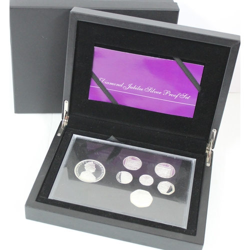 1213 - Royal Mint 2012 Diamond Jubilee silver proof 7 coin set in case with paperwork, limited edition of 9... 