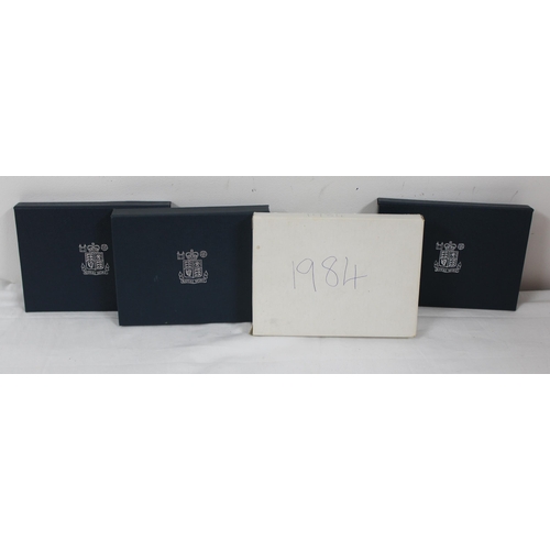 1235 - 4 Royal Mint proof coin sets in cases, 1983, 1984, 1985 and 1986