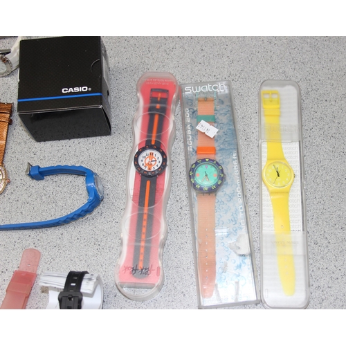 1322 - Qty of assorted watches to inc Casio, Swatch etc