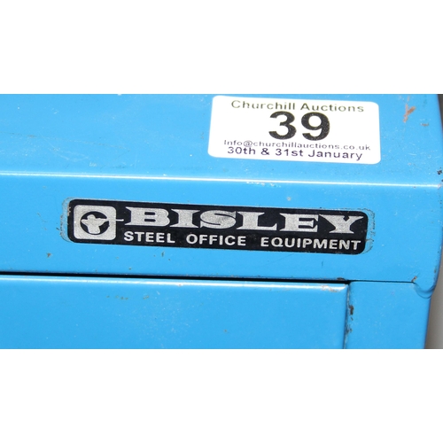 39 - A blue Bisley 10 drawer metal chest of drawers