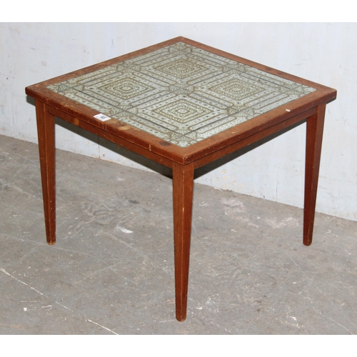 46 - A retro tile topped coffee table in the manner of G-Plan but unmarked, approx 58cm square