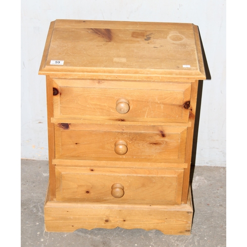 59 - A modern pine 3 drawer bedside cabinet