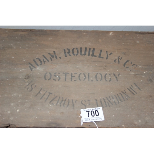 700 - A rare Adam Rouilly of London wooden skeleton box, stamped mark to the top and paper label to interi... 