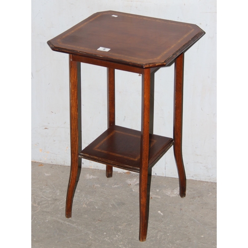 8 - A small Edwardian Sheraton revival side table with cross banded inlay, approx 44cm square