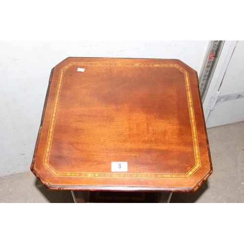 8 - A small Edwardian Sheraton revival side table with cross banded inlay, approx 44cm square