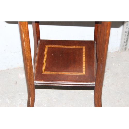 8 - A small Edwardian Sheraton revival side table with cross banded inlay, approx 44cm square