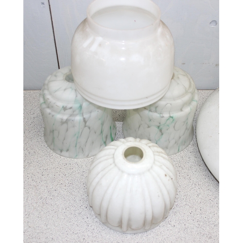 252 - 7 assorted vintage glass lamp and oil lamp shades